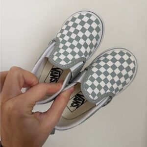 Vans Kids Checkered Slip-On Sneakers - Gray and White
